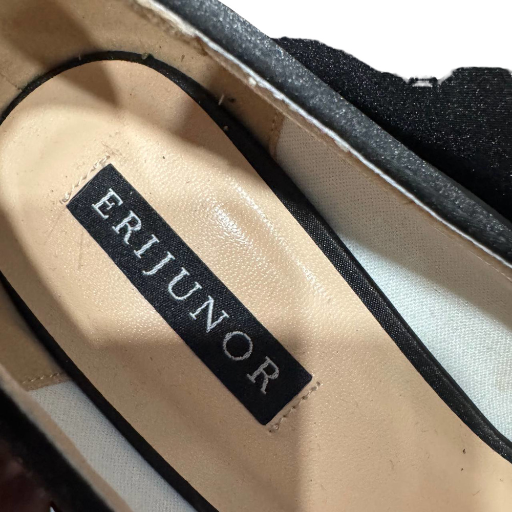 Eriunor Black Satin Rhinestone Platform Pumps High Heels Women's Size 6 - Picture 6 of 8